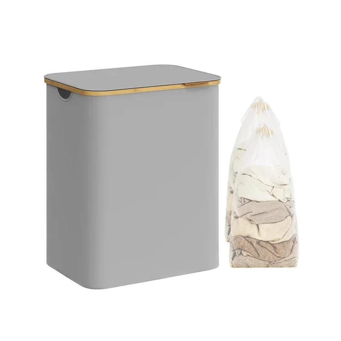 Cesto de Ropa Sucia con Tapa 130 L 52 x 38,5 x 70,5 cm Gris Paloma-SONGMICS