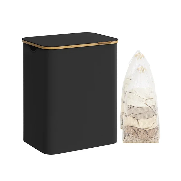 Cesto de Ropa Sucia con Tapa 130 L 52 x 38,5 x 70,5 cm Negro Tinta-SONGMICS