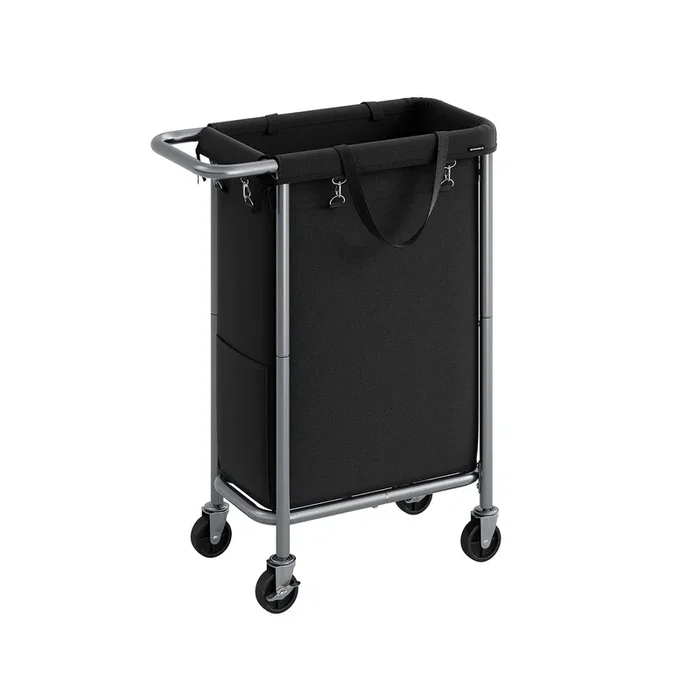 Cesto Ropa Sucia con Ruedas 90 L 61 x 29 x 81 cm Negro Tinta-SONGMICS