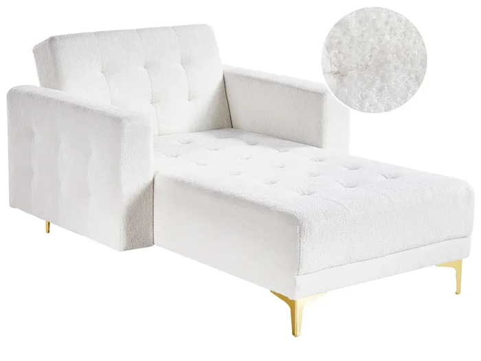 Chaise longue ABERDEEN Bouclé Blanco crema