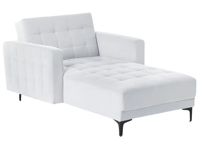 Chaise Longue ABERDEEN Velvet Light Grey
