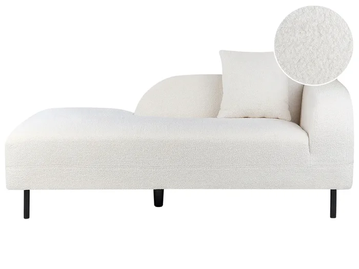Chaise longue derecho LE CRAU Bouclé Blanco crema