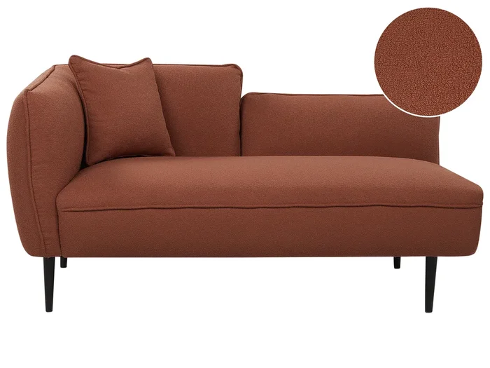 Chaise longue izquierdo CHEVANNES Bouclé Rojo oscuro