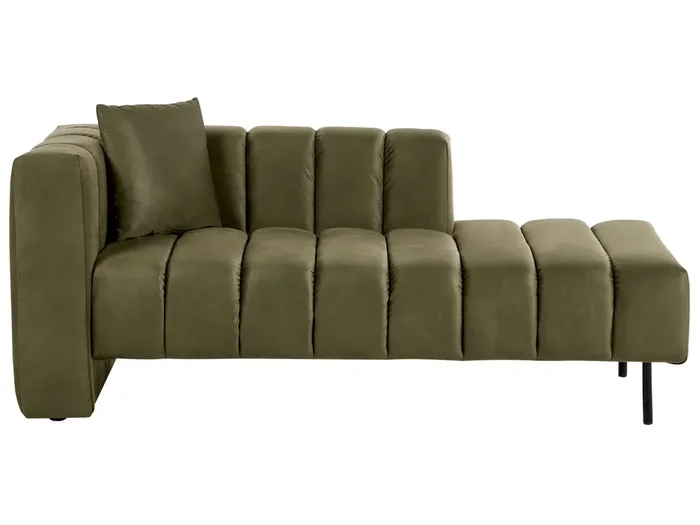 Chaise longue izquierdo LANNILS Terciopelo Verde oliva