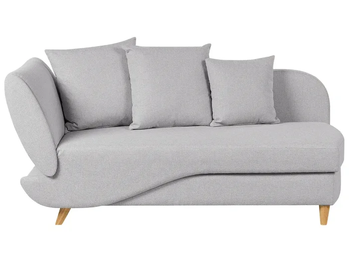 Chaise longue izquierdo MERI Lino sintético Gris claro con almacenaje