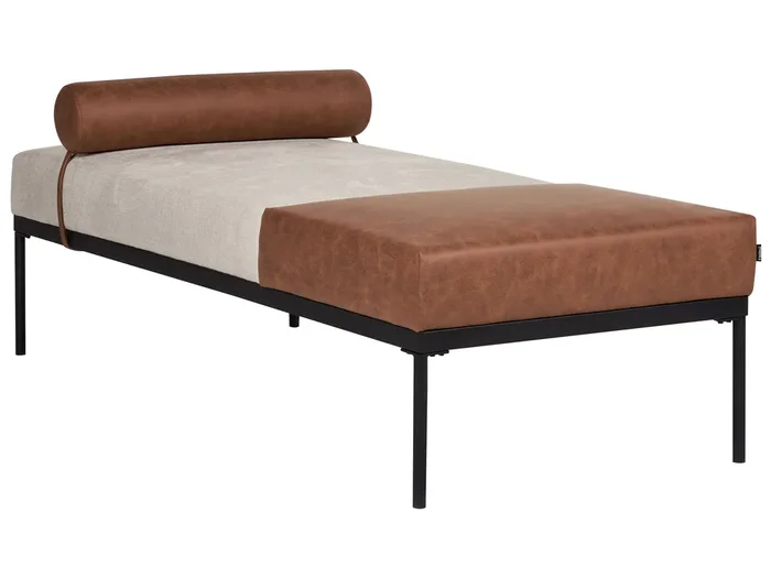 Chaise longue MALMOS Lino sintético Piel sintética Marrón