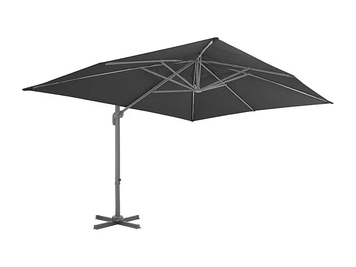 Church Point Sombrilla de jardín voladiza con poste de aluminio 4×3 m negra