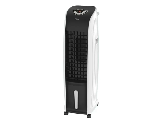 Climatizador evaporativo con panel digital con tres velocidades, temporizador (24h) y oscilación automática.
