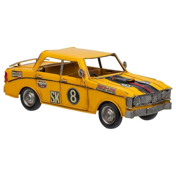 Coche de metal en color amarillo mide 27×12.5×9.5h cm
