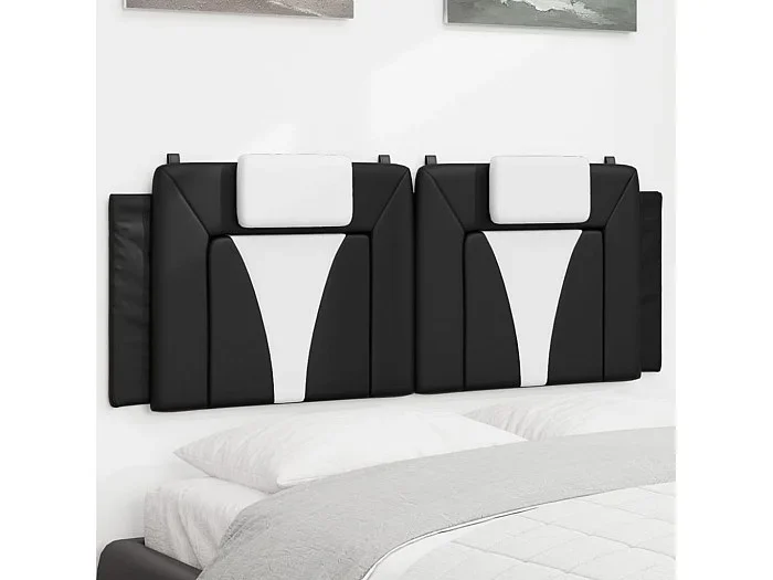 Cojín cabecero blanco y negro 120 cm piel sintética
