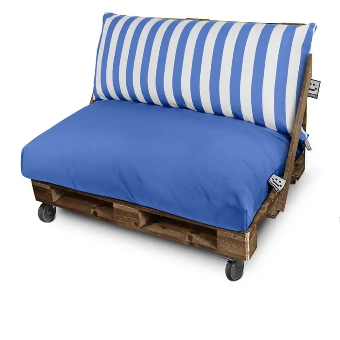 Cojín para Palets Toldotex Azul Set Asiento 120x80x20 (liso) + Respaldo 120x45x25 (rayado) HAPPERS