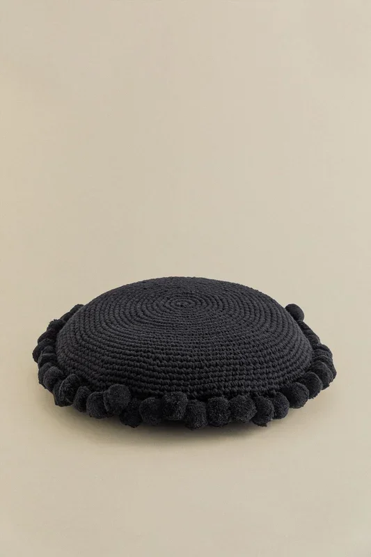 Cojín Redondo en Algodón (Ø50 cm) Yilda Negro – SKLUM