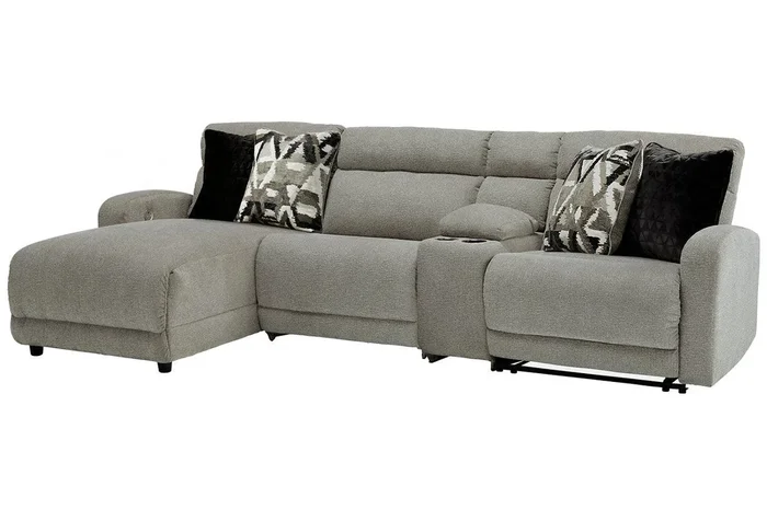 Colleyville Stone 4-Piece Power Reclining Sectional with Chaise and Console