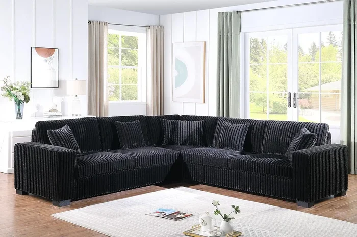 Comfy II Black 3-Piece Right Arm Facing (RAF) Sectional