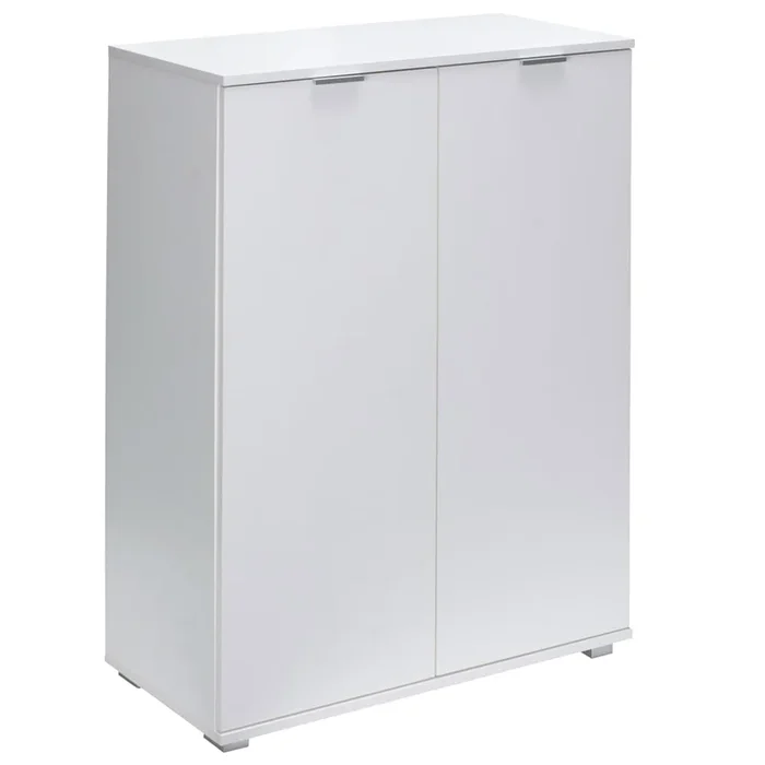 Cómoda blanca con 2 puertas y 2 estantes ajustables