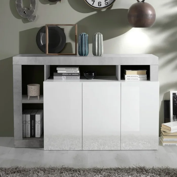 Cómoda LENOR blanco/gris hormigón