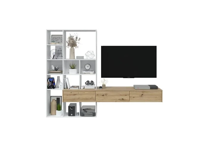 Compacto TV 226cm blanco y roble LIFE