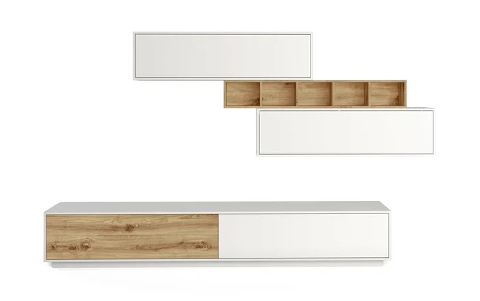 Compacto TV SOLANO 297cm blanco y roble