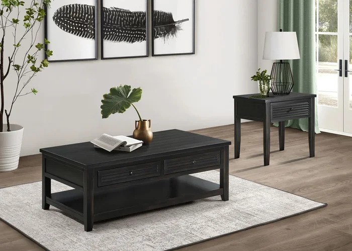 Concord Distressed Java 2-Piece Coffee and End Table Set
