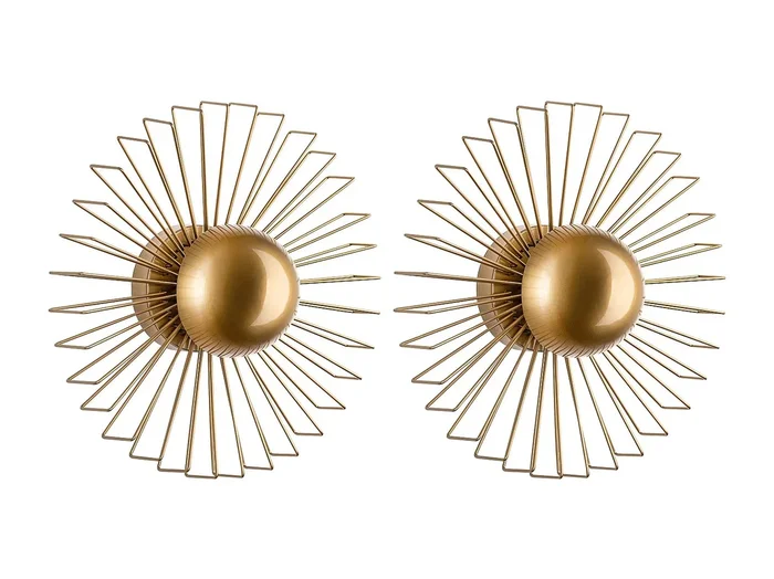 Conjunto de 2 apliques de pared con diseño de alambre en metal – Dorado – P. 18 x D.45 cm – ZYMA