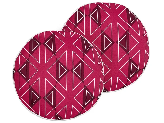 Conjunto de 2 cojines de exterior MEZZANO Patrón geométrico 40 x 40 cm Rosa
