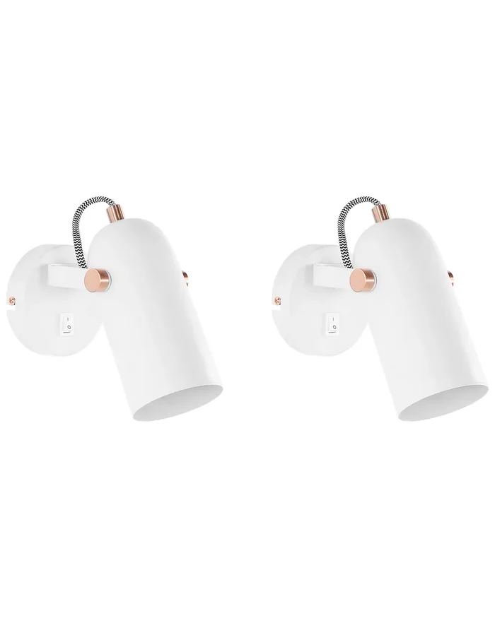 Conjunto de 2 lámparas de foco TYRIA ajustable Metal Blanco