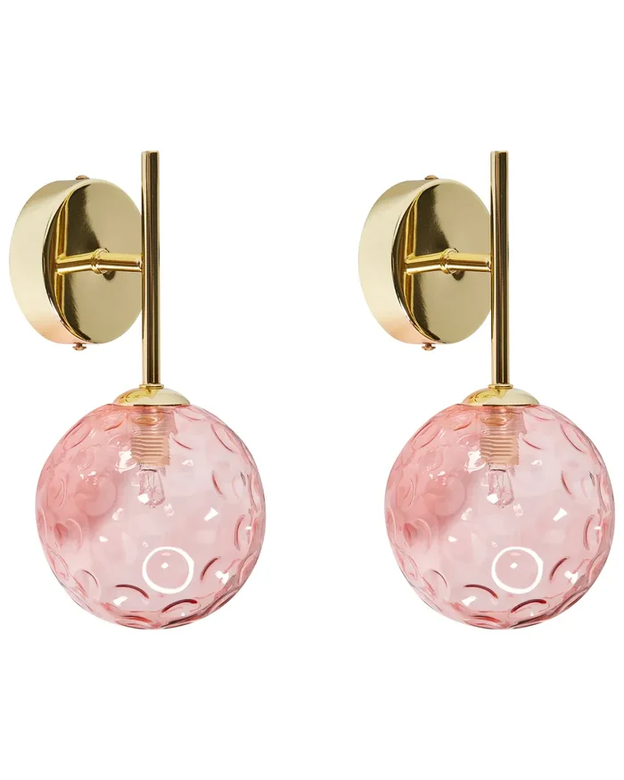 Conjunto de 2 lámparas de pared ANADYR Vidrio Rosa