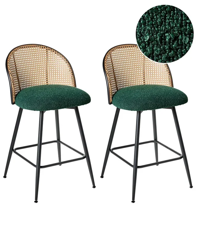 Conjunto de 2 sillas de bar NATHAN giratoria Verde