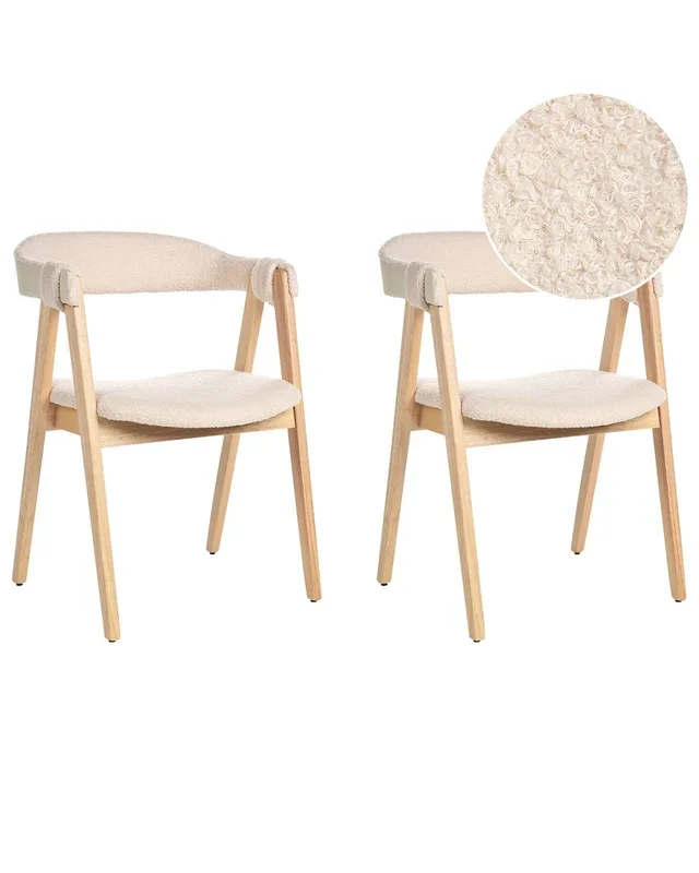 Conjunto de 2 sillas de comedor DAY Bouclé Marrón claro