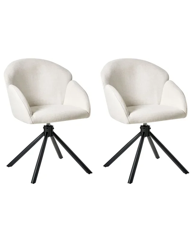Conjunto de 2 sillas de comedor giratoria MAYBEE Tela Blanco crema