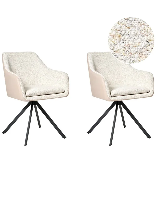 Conjunto de 2 sillas de comedor LITHIA Bouclé Beige claro