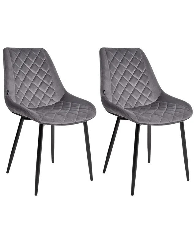Conjunto de 2 sillas de comedor MARIBEL Terciopelo Gris