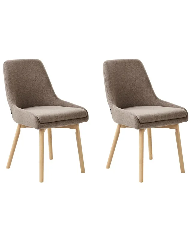 Conjunto de 2 sillas de comedor MELFORT Tela Marrón