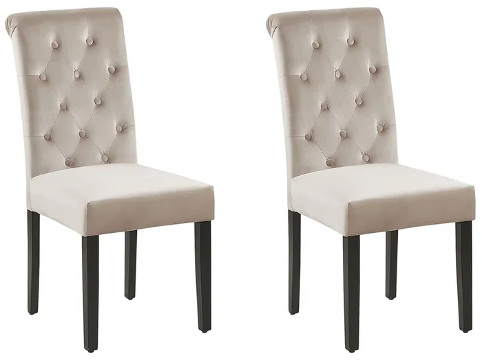 Conjunto de 2 sillas de comedor VELVA II Terciopelo Gris