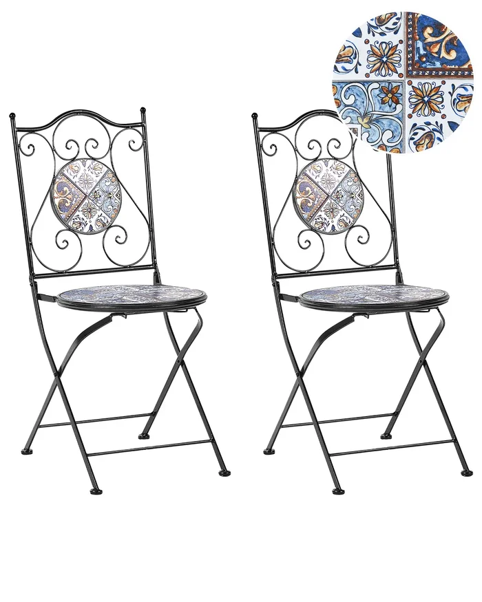 Conjunto de 2 sillas de jardín CIVITA Metal Negro