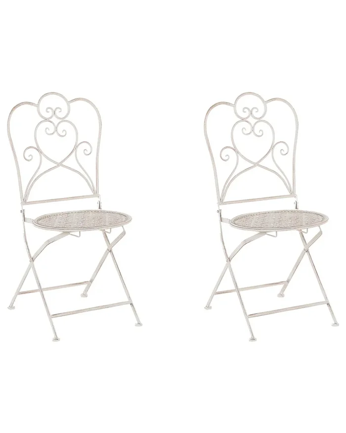 Conjunto de 2 sillas de jardín TRIESTE plegable Metal Beige claro