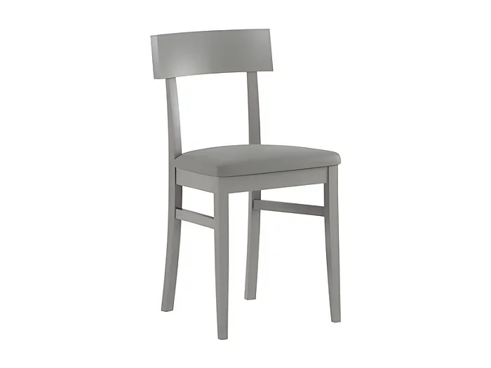 Conjunto de 2 sillas de salón «Siena» gris claro en madera lacada, tapizado moderno, 44×45 cm, alto 82 cm.