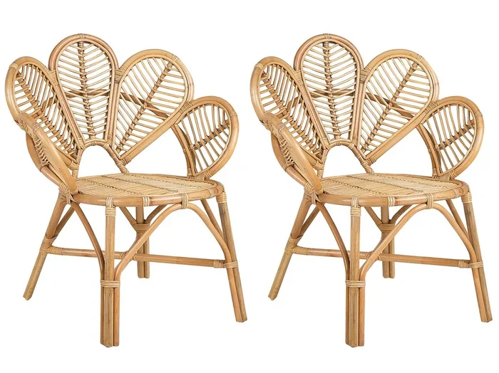 Conjunto de 2 sillas pavo real FLORENTINE II Ratán Natural