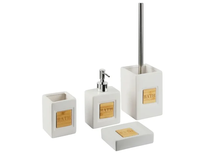 Conjunto de 4 accesorios de baño KOUROU Cerámica Beige