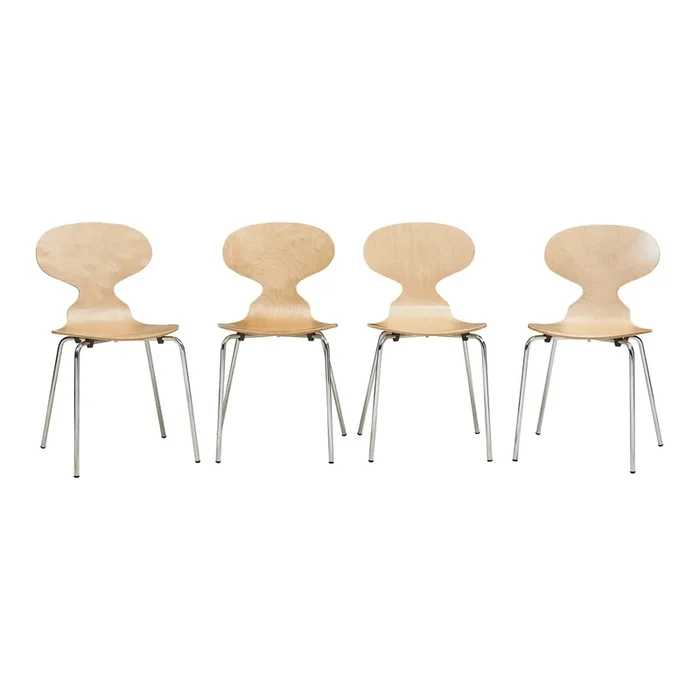 Conjunto de 4 sillas de comedor Kil 80x47x48cm Madera/Cromo [en.casa]