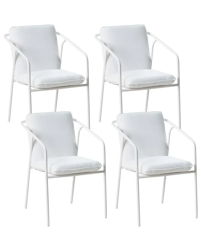 Conjunto de 4 sillas de jardín con cojines ASCIANO Metal Blanco