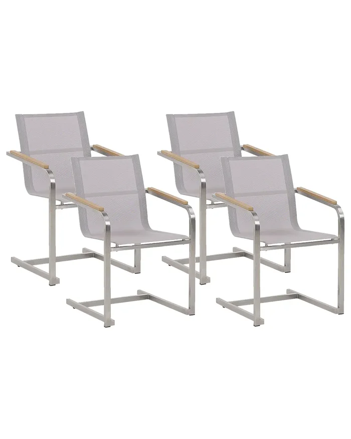 Conjunto de 4 sillas de jardín COSOLETO Acero inoxidable Beige