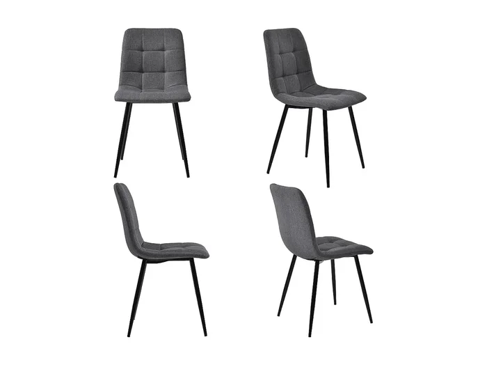 Conjunto de 4 sillas de lino gris con patas de metal negro