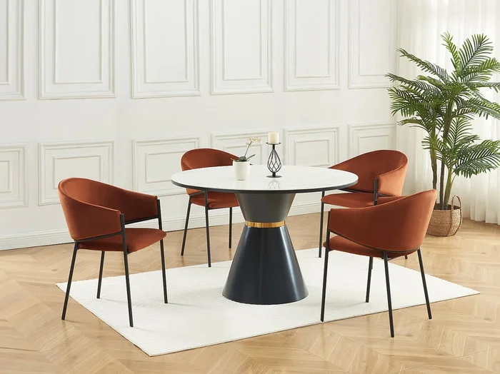 Conjunto de 6 sillas con reposabrazos de terciopelo y metal negro – Terracota – ORDIDA de Pascal MORABITO