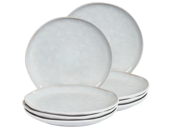 Conjunto de 8 platos llanos SESAME Gres Gris claro