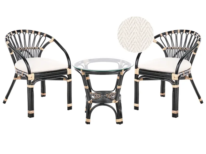 Conjunto de balcón con cojines PECORINI Ratán Negro
