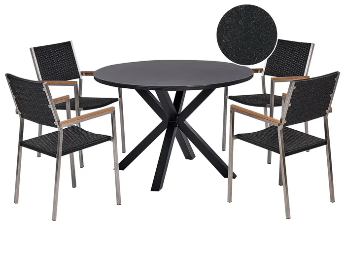Conjunto de comedor exterior 4 plazas MALETTO/GROSSETO Negro