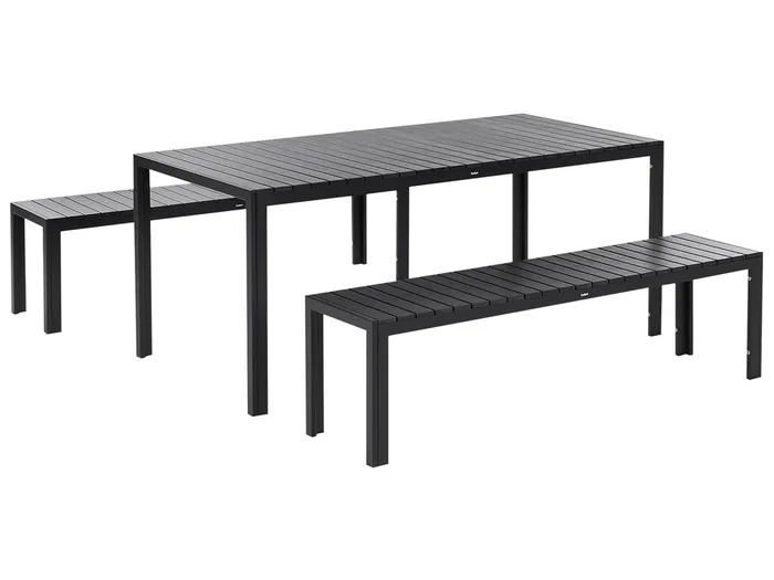Conjunto de comedor exterior con bancos 6 plazas NARDO Negro