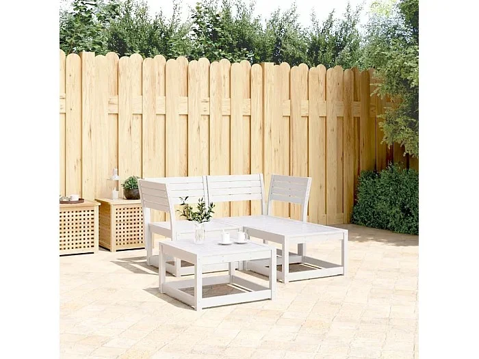 Conjunto de jardín 3 piezas madera maciza de pino blanco ES793862