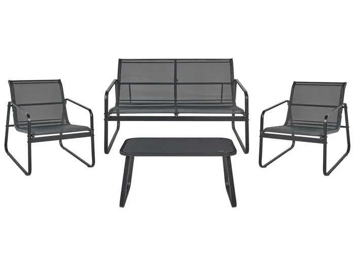 Conjunto de jardín con mesa 4 plazas BARREA Metal Negro